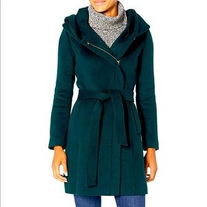 Cole Haan Wool Zip Coat Petroleum Color